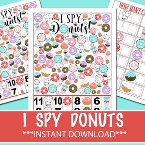 I Spy Donuts Game: Donut Party Activity (Instant Download PDF)