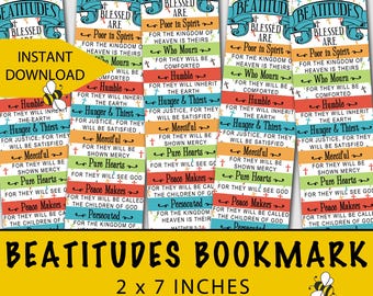 Bladwijzer zaligsprekingen, bijbelbladwijzer, bergrede, VBS-activiteit INSTANT DOWNLOAD