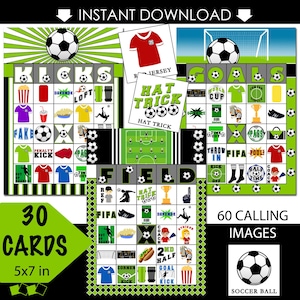 Soccer Bingo Game: 30 Printable Party Cards (Instant Download)