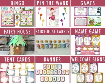 Fairy Games, Pin the Wand on the Fairy, Fairy Bingo, Fairy House, Fairy Dust Labels, Fairy Name GameINSTANT DOWNLOAD