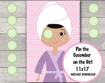 Pin the Cucumber on the Girl, Spa games, Spa birthday party, Spa Sleepover Games INSTANT DOWNLOAD