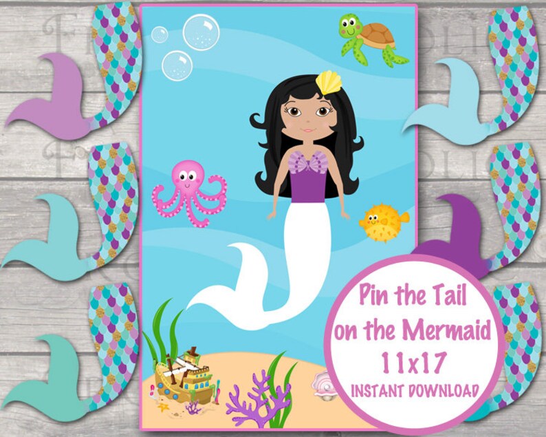 Pin the Tail on the Mermaid Mermaid Games Mermaid Birthday - Etsy