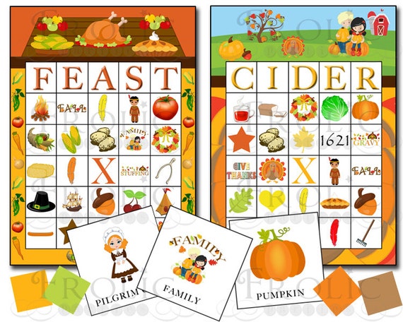 Thanksgiving Bingo 20 Printable Cards INSTANT DOWNLOAD  Etsy