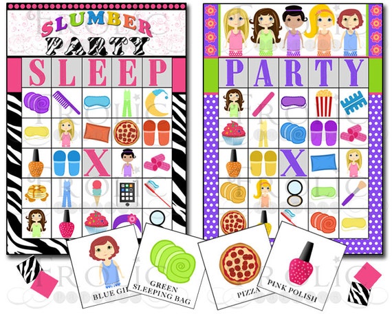 sleepover-party-bingo-20-printable-cards-instant-download-etsy
