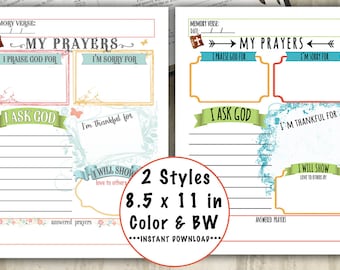 Prayer Journal Notes for Bible Study INSTANT DOWNLOAD