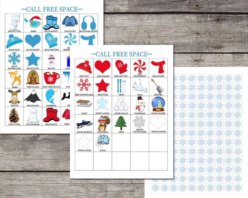 Winter Bingo 60 Printable Cards INSTANT DOWNLOAD - Etsy