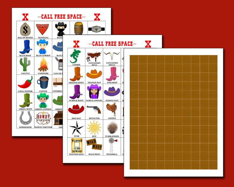 Cowboy Bingo 30 Printable Bingo Cards INSTANT DOWNLOAD - Etsy