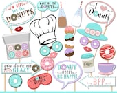 Donut Party Photo Booth Props: Printable Birthday Decorations (Instant Download)
