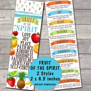 Fruit of the Spirit Bookmark Set: Bible Scripture (Digital Download)