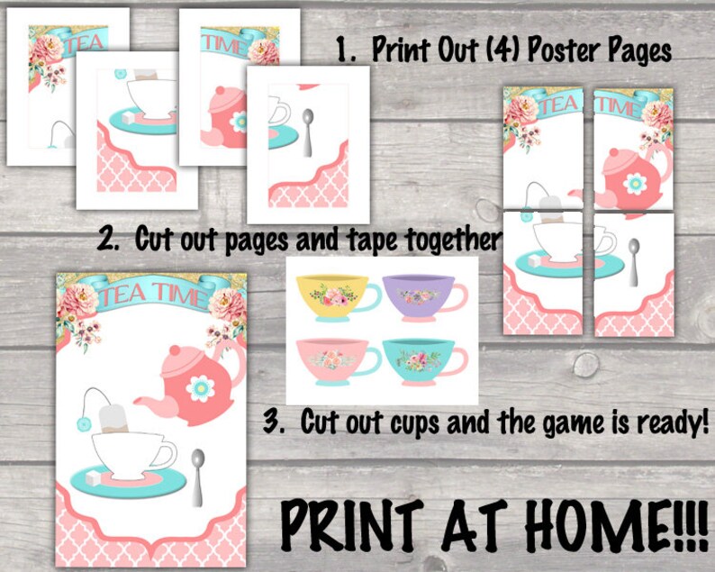 Tea Party Bingo 20 Cards Pin the Tea Cup on the Saucer Etsy