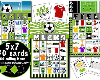 Soccer Bingo 30 Cards INSTANT DOWNLOAD