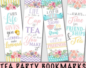 Marcadores de livros para festa do chá, lembrancinhas para festa do chá, presentes para festa do chá - DOWNLOAD INSTANTÂNEO