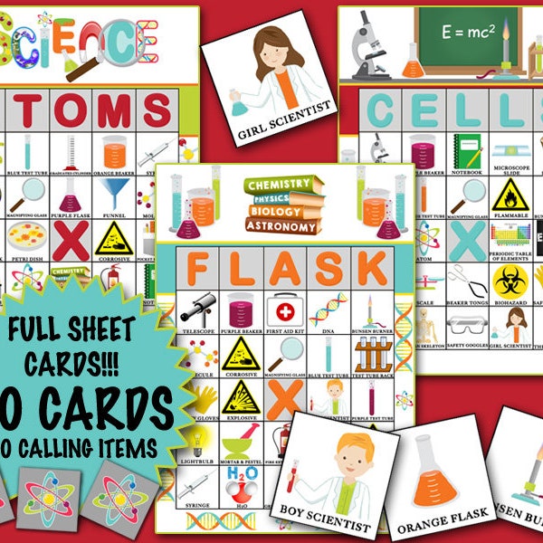 Science Bingo 30 cards INSTANT DOWNLOAD