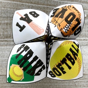 Softball Cootie Catcher, Softball Fortune Teller, SoftballGames, Softball Party INSTANT DOWNLOAD