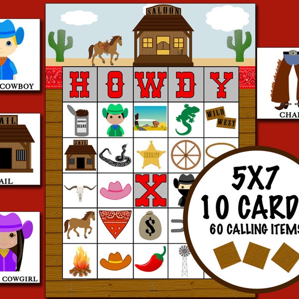 Cowboy Bingo Game - Etsy