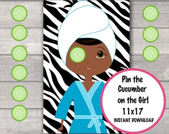 Pin the Cucumber on the Girl, Spa games, Spa birthday party, Spa Sleepover Games INSTANT DOWNLOAD