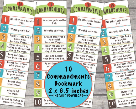 10 Commandments Bookmark Bible Bookmarks Scripture Bookmarks - Etsy