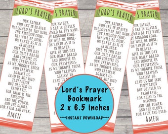 Lord's Prayer Bookmark, Bible Bookmarks, Scripture Bookmarks Bible Journaling Bookmarks INSTANT DOWNLOAD