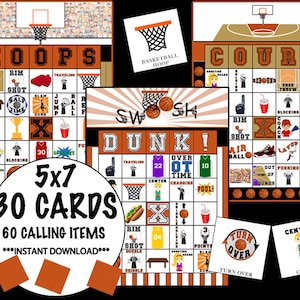 Bingo de basket-ball 30 cartes, jeu de basket-ball, jeu d'anniversaire de basket-ball TÉLÉCHARGEMENT IMMÉDIAT