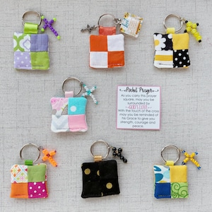 Quilted Prayer Square Keychain: Inspirational Bible Verse Charm, Stocking Stuffer