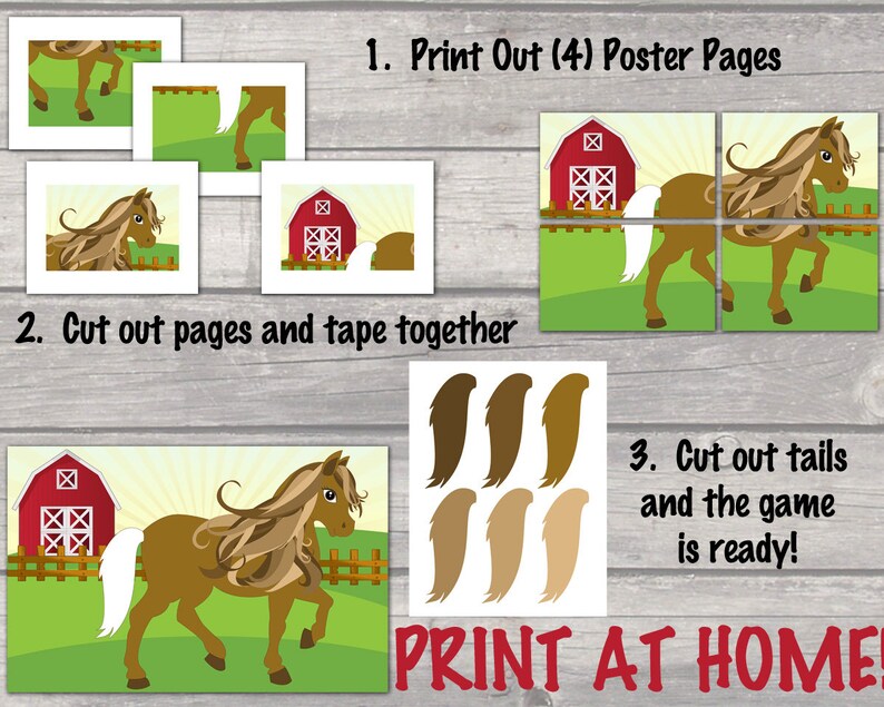 Pin the Tail on the Horse Pin the Tail on the Pony Farm Etsy