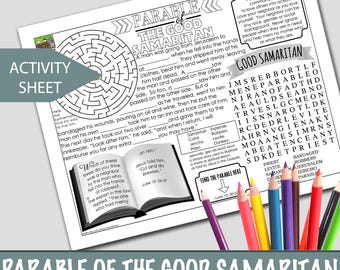 Good Samaritan Activity Sheet: Bible Story Printable (Instant Download)