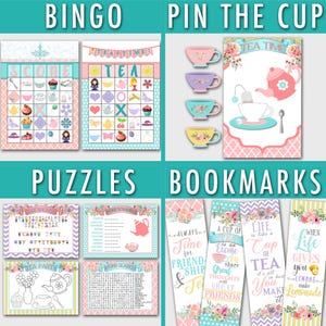 Bingo pour le thé, épinglez la tasse à thé sur la soucoupe, jeux pour le thé, signets pour le thé TÉLÉCHARGEMENT IMMÉDIAT