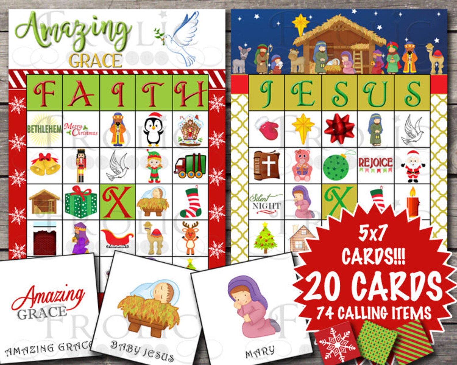 RELIGIOUS Christmas Bingo 20 Printable Cards INSTANT DOWNLOAD Etsy