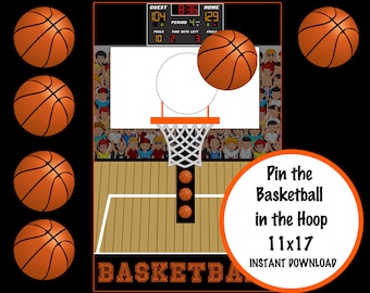 Pin the Basketball Game: Birthday Party Activity (Digital Download