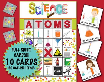 Science Bingo 10 cards INSTANT DOWNLOAD