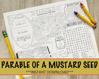 Parable of the Mustard Seed Activity Sheet: Bible Lesson (Instant Download)