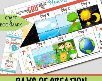 Days of Creation Matching Craft & Bible Activity for Kids | Genesis 1 Sunday School Lesson | Vacation Bible School INSTANT DOWNLOAD