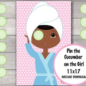 Pin the Cucumber on the Girl, Spa games, Spa birthday party, Spa Sleepover Games INSTANT DOWNLOAD