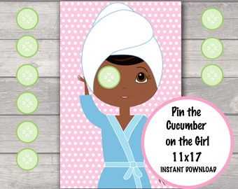 Pin the Cucumber on the Girl, Spa games, Spa birthday party, Spa Sleepover Games INSTANT DOWNLOAD