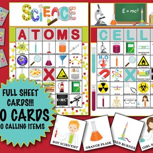 Science Bingo 20 Cards INSTANT DOWNLOAD