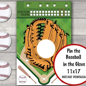 Pin the Baseball Game: Baseball Birthday Party (Instant Download)
