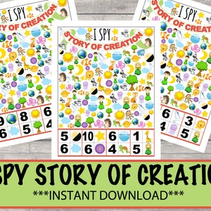 I Spy Story of Creation Activity, Worship Activities for Kids, 7 Days of Creation, Genesis 1:1 INSTANT DOWNLOAD