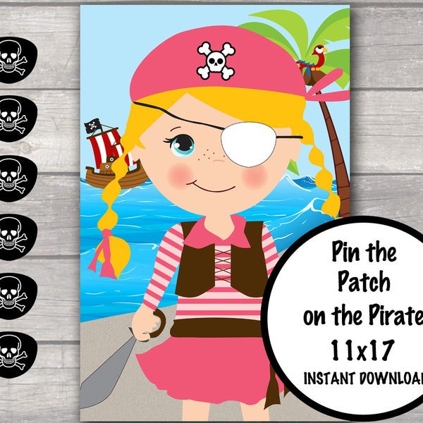 Pin the Patch on the Pirate, Pirate games, Pirate birthday party INSTANT DOWNLOAD