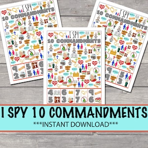 Könnte beinhalten: Ein druckbares Ich-sehe-Spiel mit religiösem Thema. Das Spiel zeigt einen bunten Hintergrund mit Bildern von Kreuzen, Kirchen, Händen zum Gebet und den Worten "Gott" und "Respekt". Das Spiel enthält ein Gitter mit Zahlen und eine Liste von Gegenständen, die gefunden werden sollen.