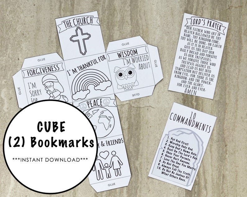 Prayer Cube, Christian Craft With Lord’s Prayer & 10 Commandments ...
