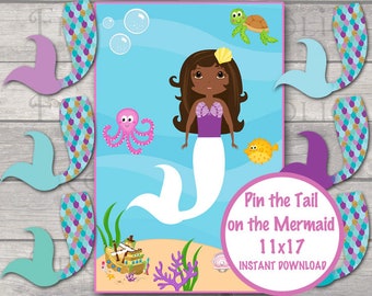 Pin the Tail on the Mermaid, Mermaid Party Games, Mermaid Birthday Idea INSTANT DOWNLOAD
