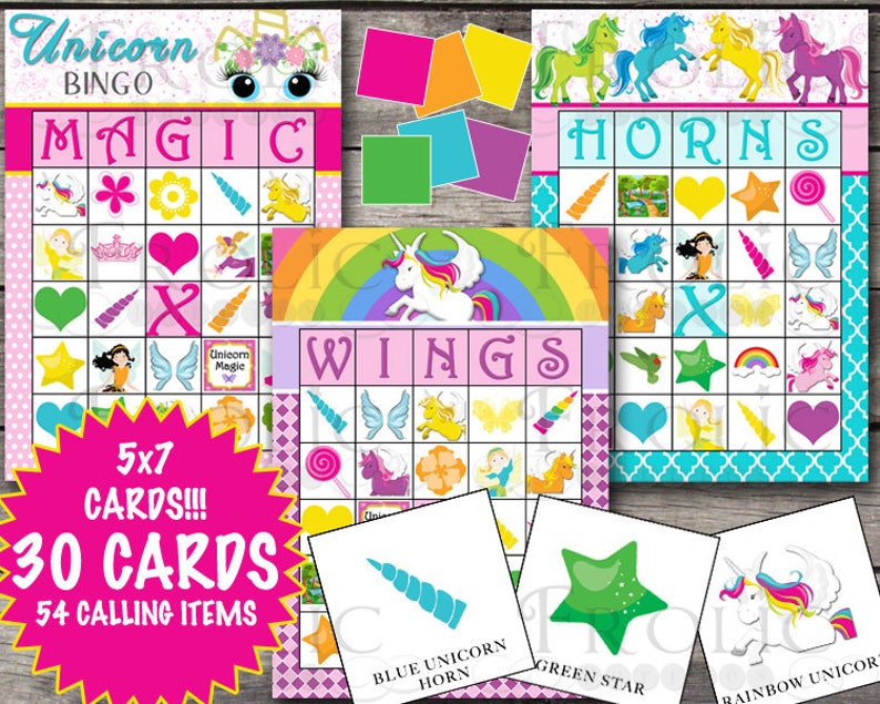 unicorn bingo 30 cards instant download games puzzles board games lifepharmafze com