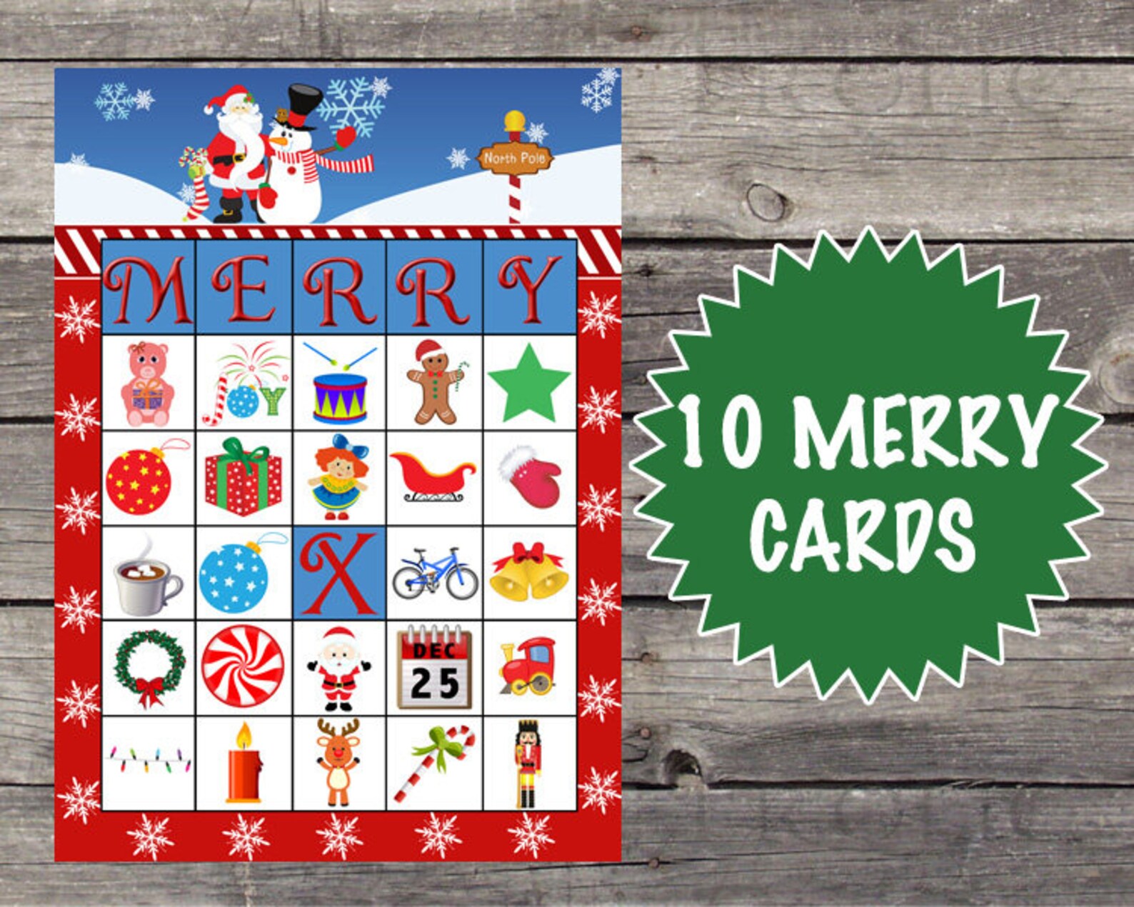 Christmas Bingo 40 Printable Cards INSTANT DOWNLOAD Etsy