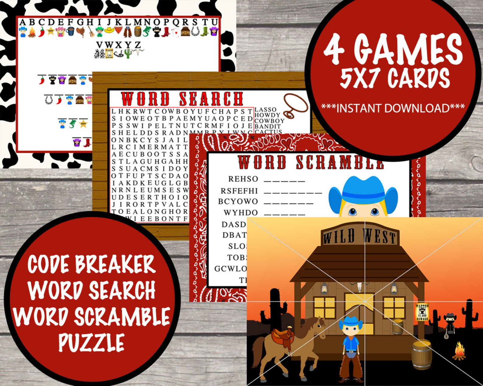 Cowboy Bingo Pin the Hat on the Cowboy Cowboy Games Cowboy Etsy