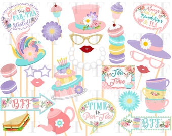 Tea Party Photo Booth Props, Tea Party Birthday Printable Photo Props INSTANT DOWNLOAD
