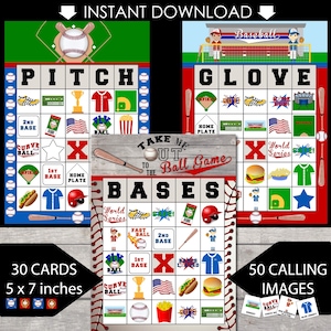 Baseball Bingo Game: 30 Unique Cards, Baseball Party (Instant Download)
