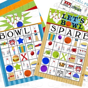 Bowling Bingo 20 Karten, Bowling Party Spiele, Bowling Party Ideen SOFORTIGER DOWNLOAD