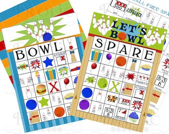 Bowling Bingo 20 Cards, Bowling Party Games, Bowling Party Ideas INSTANT DOWNLOAD