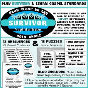 Gospel Standards SURVIVOR Primary Activity - Easy prep activity for My Gospel Standards to SURVIVE spiritually
