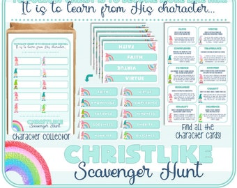 Christlike Scavenger Hunt - Christlike Character Trait Scavenger Hunt - Latter Day Saint Primary Activity - Easter/Spring Theme